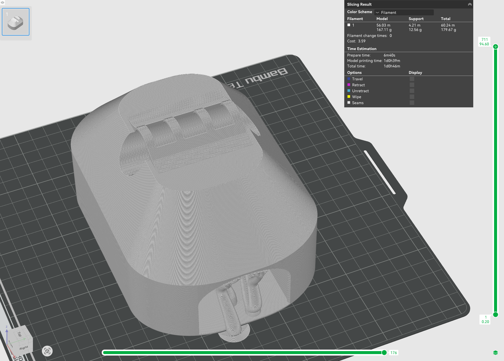 Slicer software showing long print time